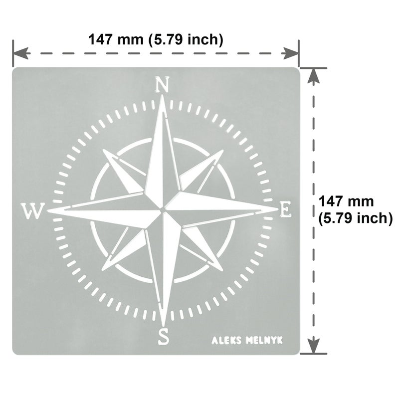 Aleks Melnyk No.72 Compass Rose Metal Stencil Small, Nautical Stencil for Painting on Wood, Stainless Steel Template Craft Wood Burning, Pyrography, Painting and Engraving, Patterns - Image 4